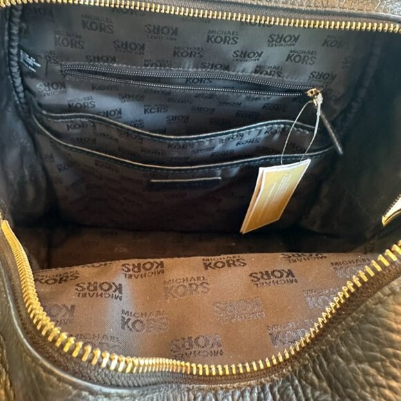Michael Kors Large Backpack, Black Pebble Leather w/ gold accent main image 5